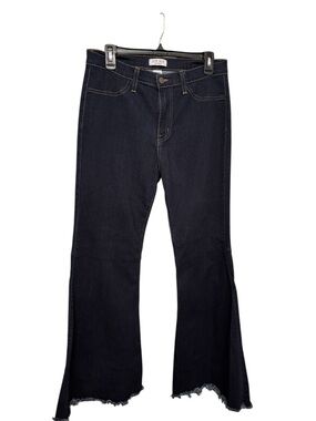Judy Blue Dark Indigo Flare Jeans with Raw Hem